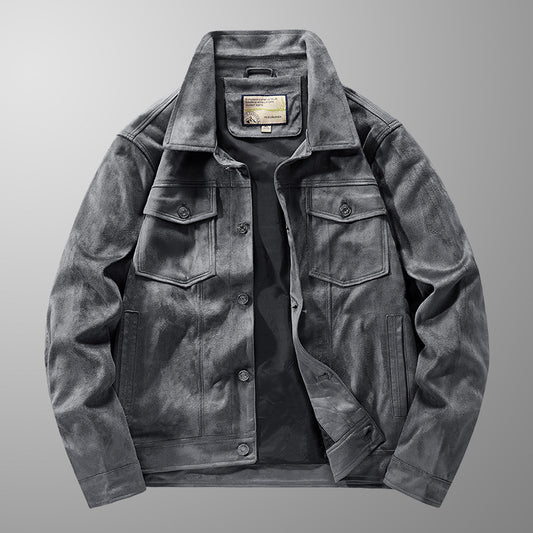 Herrjacka – Mocka – Slim Fit – Bröstfickor – Knappfront – Höftkort