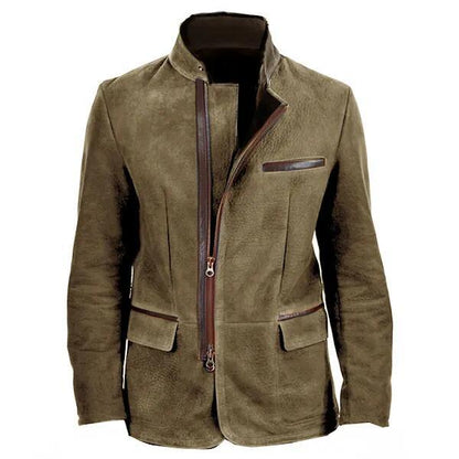 Herrjacka – Mockaskinn – Slim Fit – Ståkrage – Dragkedja – Flera fickor