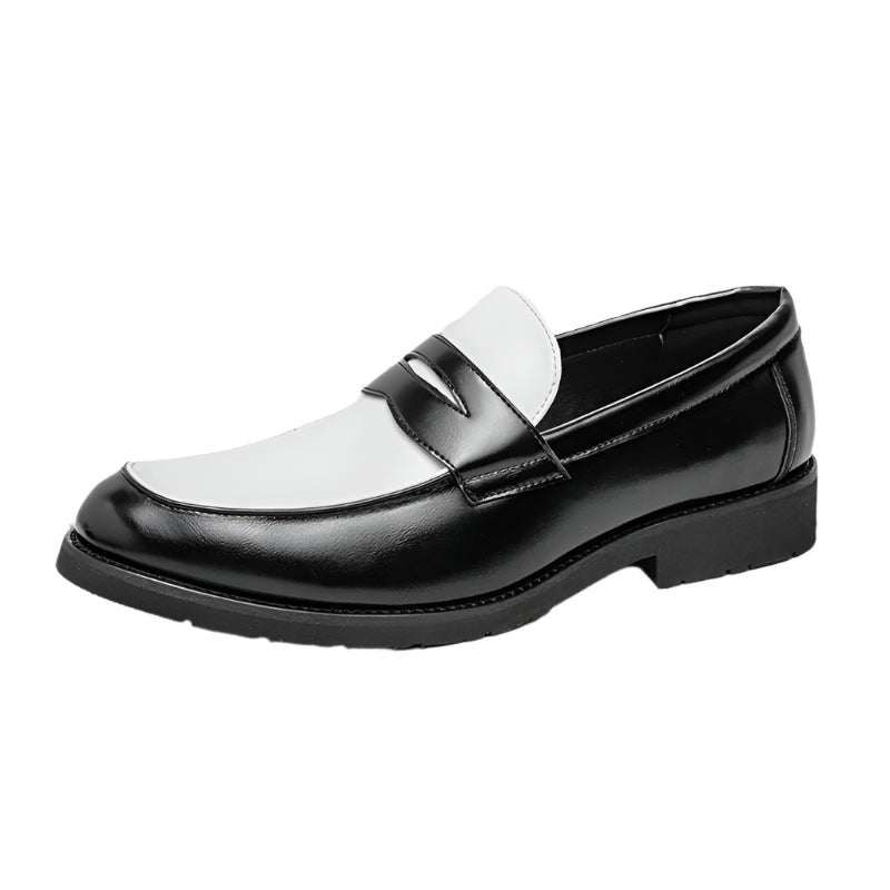 Herre Loafers – Polert Skinn – Slip-On – Gummisåle – Klassisk To-Tonet Design