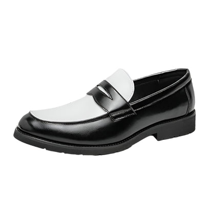 Herre Loafers – Polert Skinn – Slip-On – Gummisåle – Klassisk To-Tonet Design
