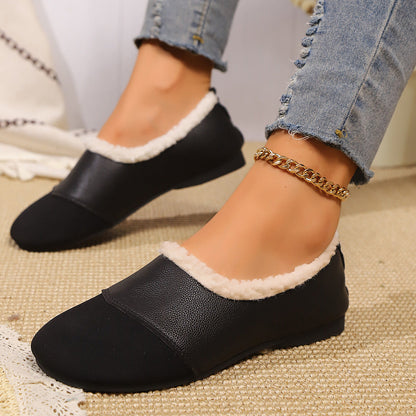Damsko Mokasin – Slip-on – Fuskpälsfoder – Mjuk Sula – Djurmönster Detalj