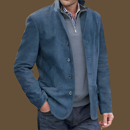 Herrjacka – Regular Fit – Lyxigt Tyg – Knappar – Ståkrage – Vintage Stil