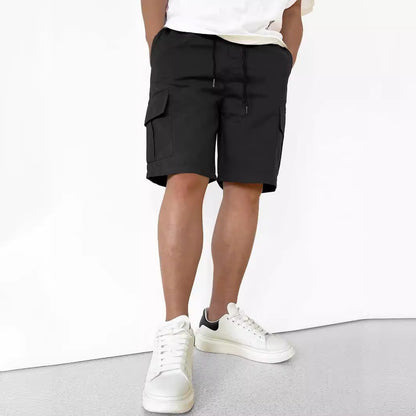 Herrshorts cargo – Avslappnad passform – Naturliga fibrer – Knälång – Justerbar midja