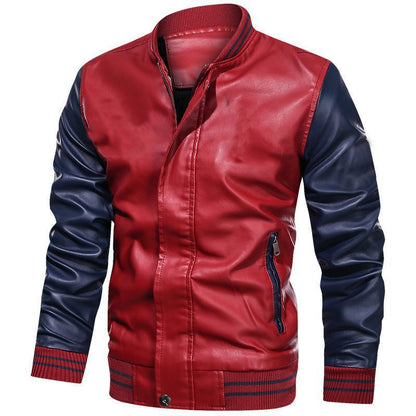 Herrjacka – Slim fit – Slät finish – Ståkrage – Kontrasterande ärmar – Dragkedja