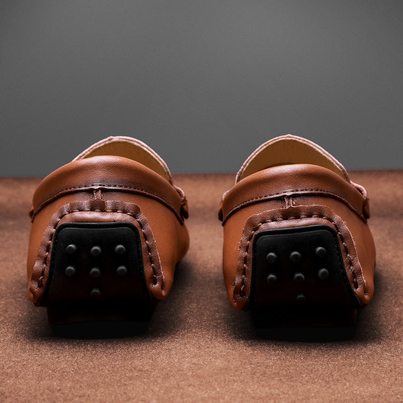 Herrskor Loafers – Skinnfinish – Slip-On – Metallspänne – Rund Tå – Mönstrad Sula
