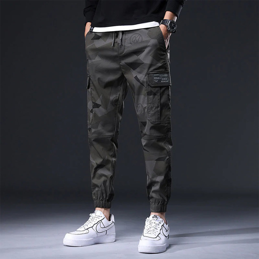 Herr Cargo Joggingbyxor - Bomull - Elastisk Midja - Avsmalnande Passform - Streetwear