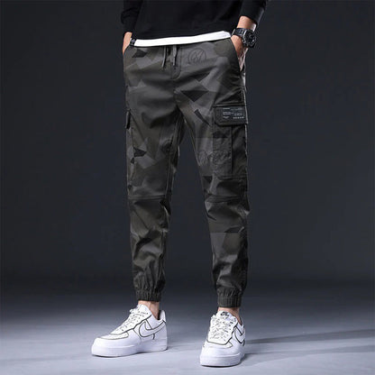 Herr Cargo Joggingbyxor - Bomull - Elastisk Midja - Avsmalnande Passform - Streetwear