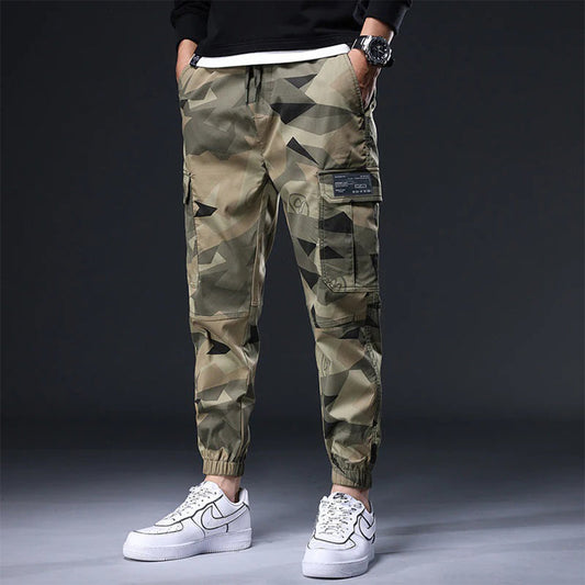 Herr Cargo Joggingbyxor - Bomull - Elastisk Midja - Avsmalnande Passform - Streetwear