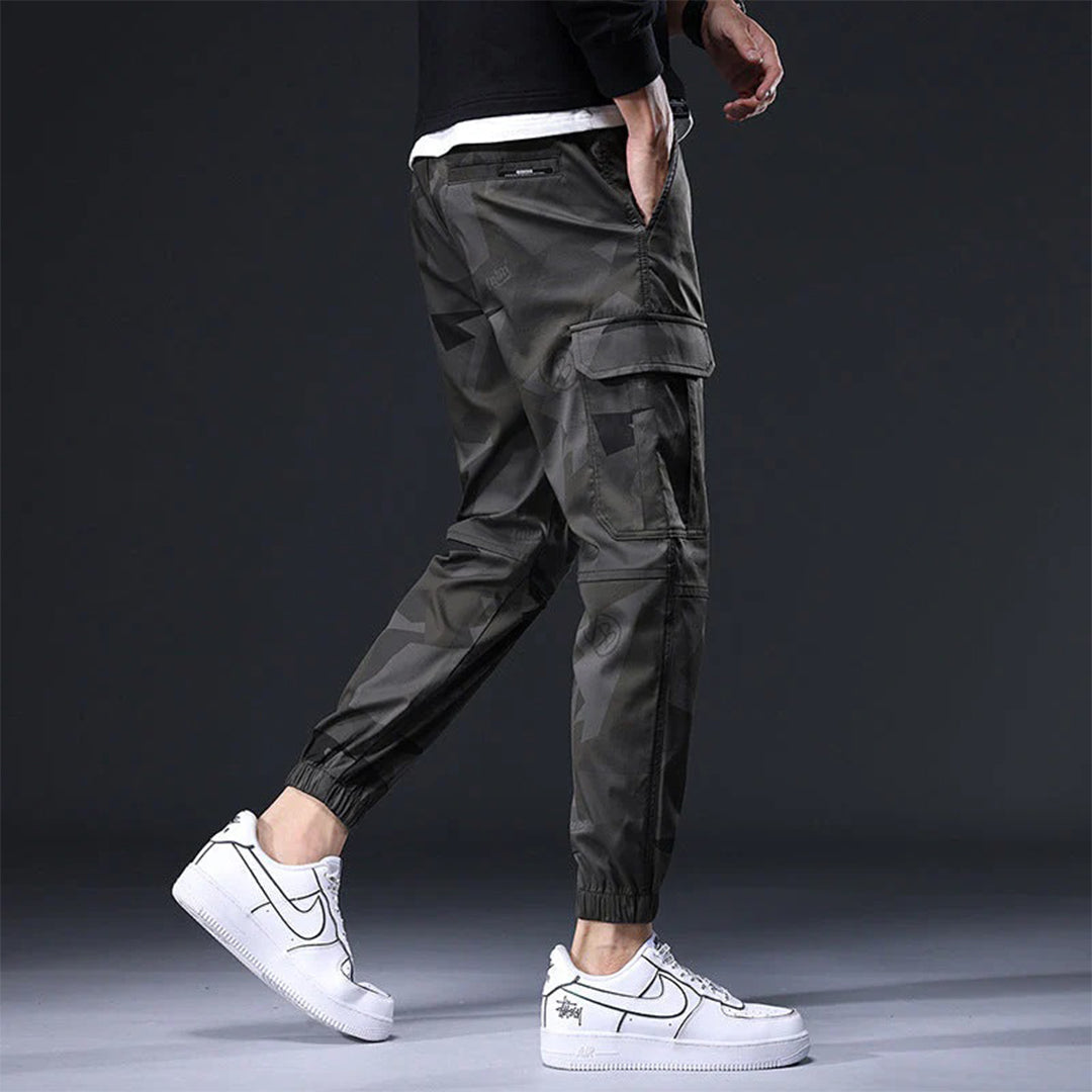 Herr Cargo Joggingbyxor - Bomull - Elastisk Midja - Avsmalnande Passform - Streetwear