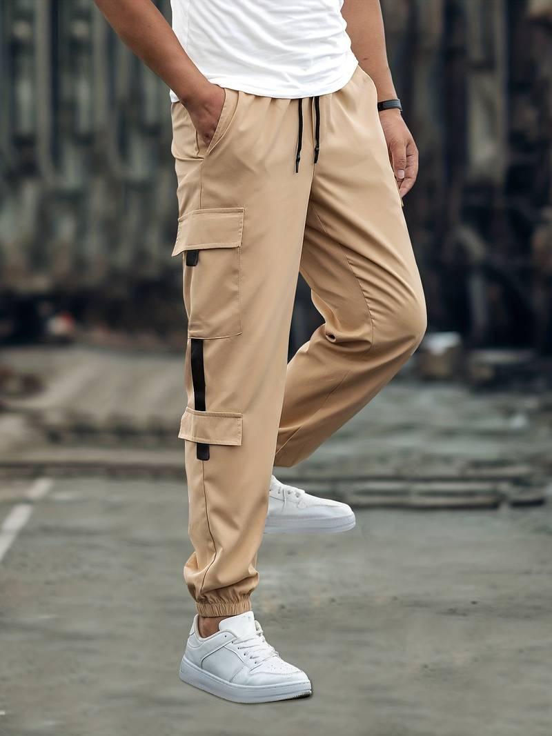 Herrbyxa - Jogger Cargo - Avslappnad Passform - Elastisk Midja och Manschetter - Flera Fickor
