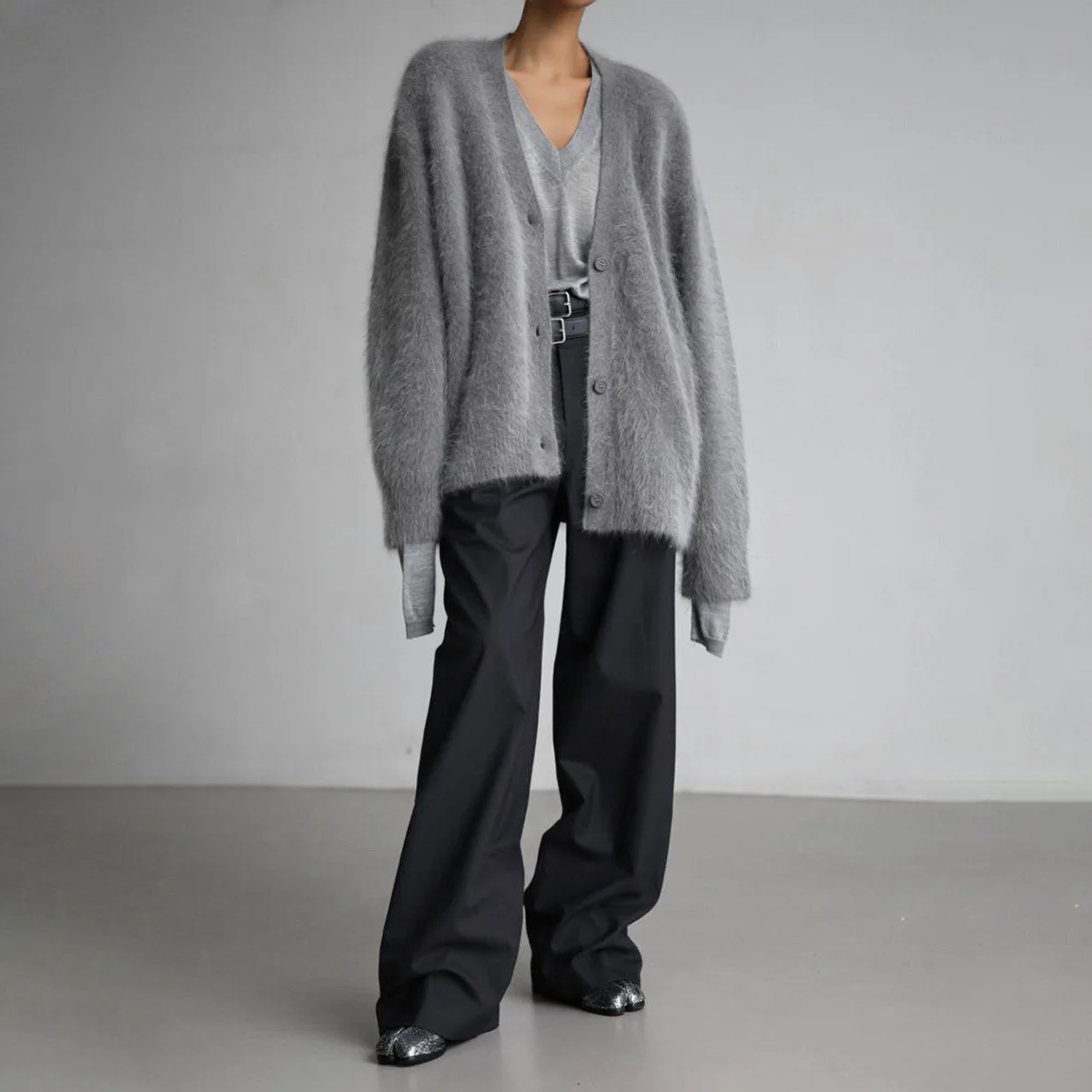 Koseleg Chic Mohair Strikkegenser med Brede Ermer for Damer