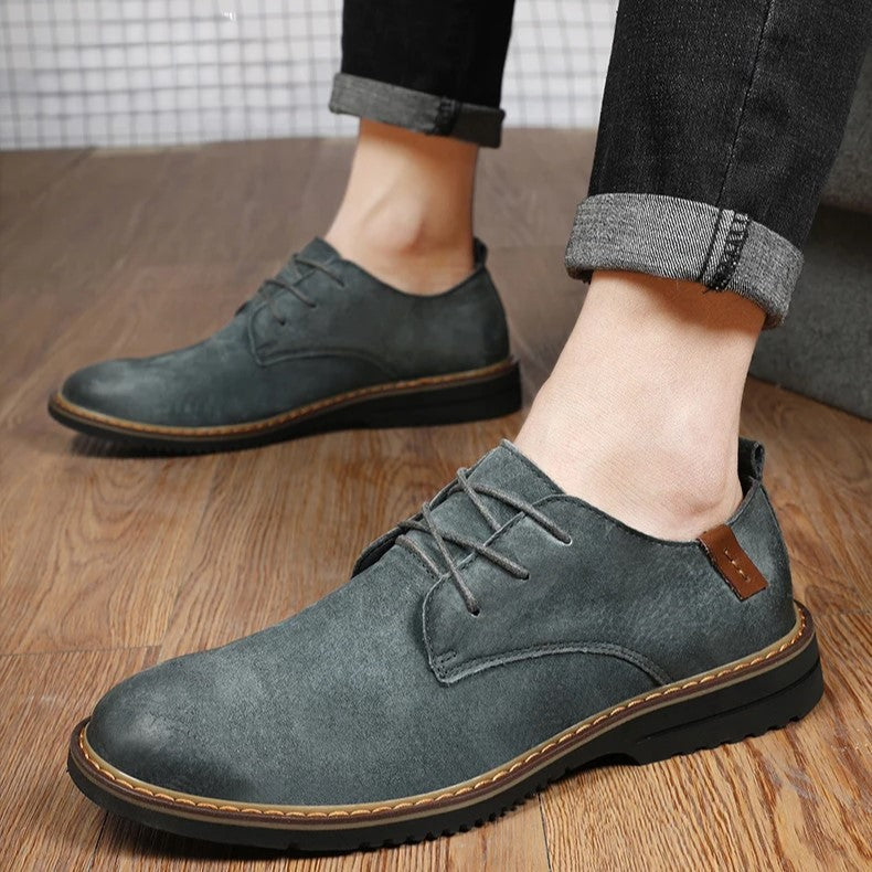 Herrskor Oxfords – Läder – Klassisk Passform – Sluten Snörning – Polerad Formell Stil