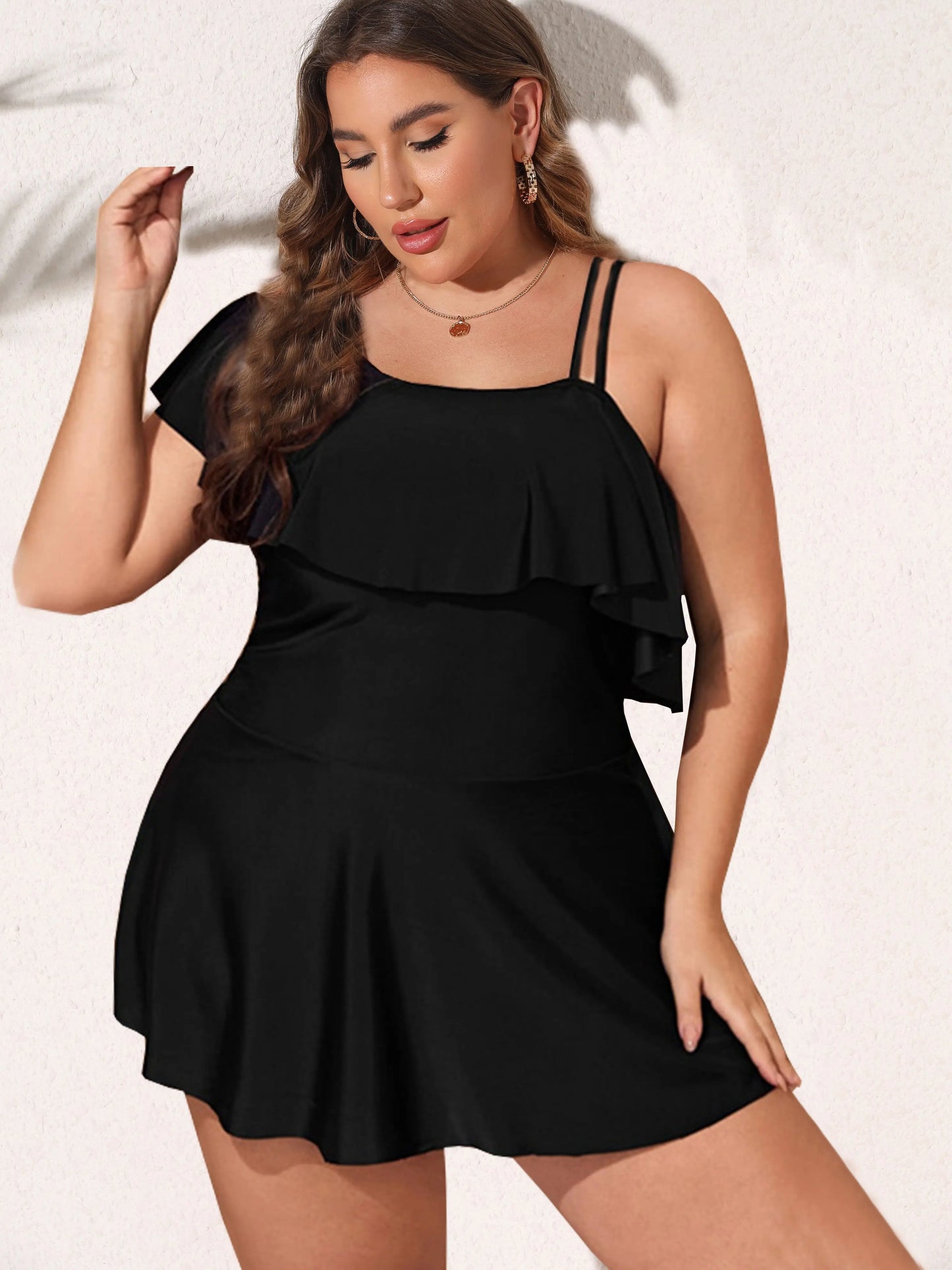 Dam Baddräkt – Asymmetrisk One-Shoulder – Volangdetaljer – Smickrande Passform