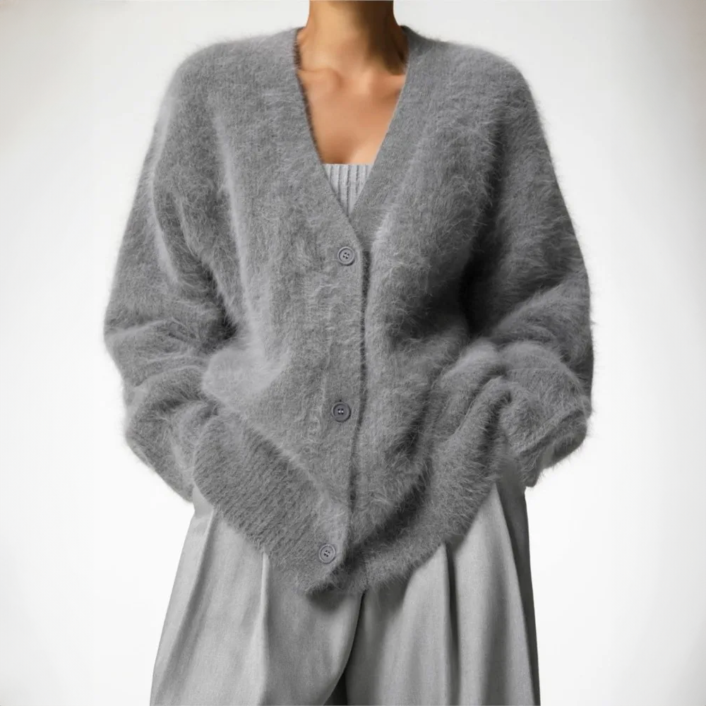 Koseleg Chic Mohair Strikkegenser med Brede Ermer for Damer