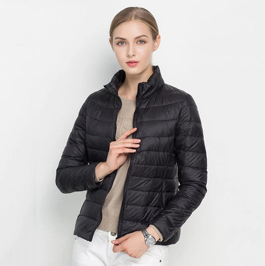 Damjacka – Slim Fit – Lätt Vadderad – Hög Krage – Kviltad Urban Stil