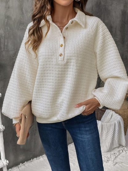 Damegenser – Teksturert Rutemønster – Oversized Passform – Halv Stolpe – Avslappet Stil