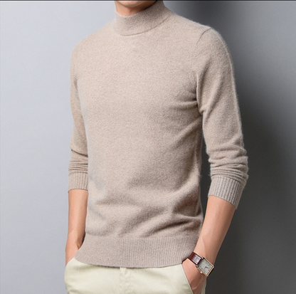 Herrtröja med hög krage – Mjuk och varm – Slim fit – Ribbstickade muddar