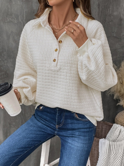 Damegenser – Teksturert Rutemønster – Oversized Passform – Halv Stolpe – Avslappet Stil