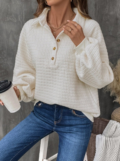 Damegenser – Teksturert Rutemønster – Oversized Passform – Halv Stolpe – Avslappet Stil