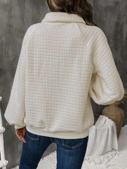 Damegenser – Teksturert Rutemønster – Oversized Passform – Halv Stolpe – Avslappet Stil