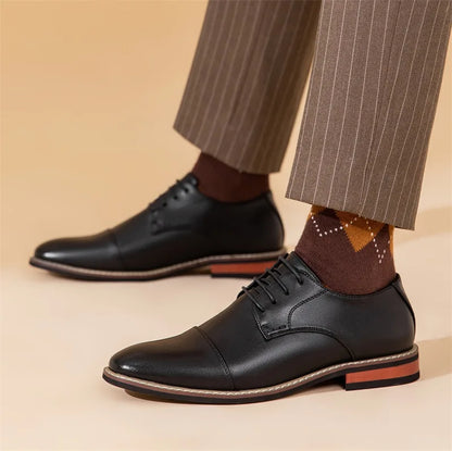 Herrskor Oxford – Mockaskinn – Cap Toe – Sluten Snörning – Klassisk Passform