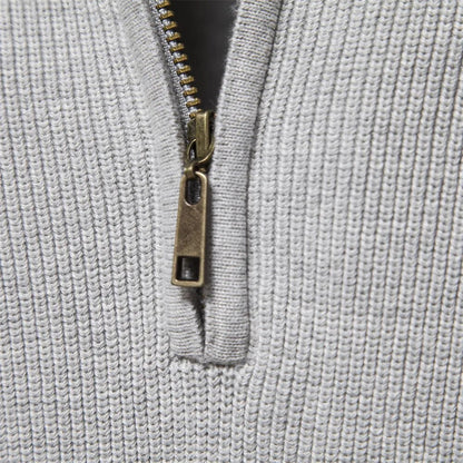 Herregenser – Bomullsblanding – Klassisk Passform – Half-Zip – Ribbestrikket Kant