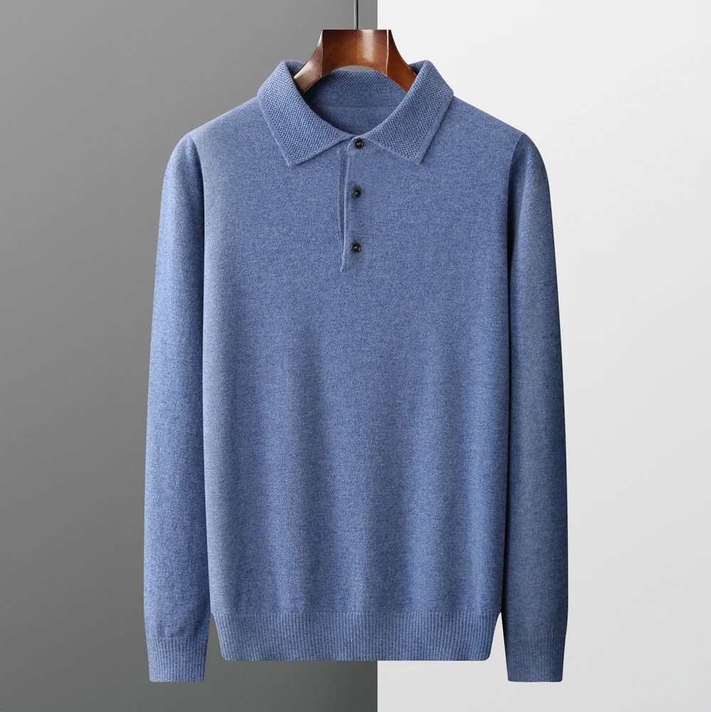 Herregenser poloskjorte – Merinoull – Standard passform – Ribbestrikket kant – Smart casual