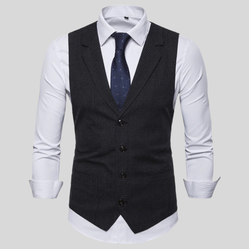 Elegant Rutete Vest med Moderne Passform for Menn