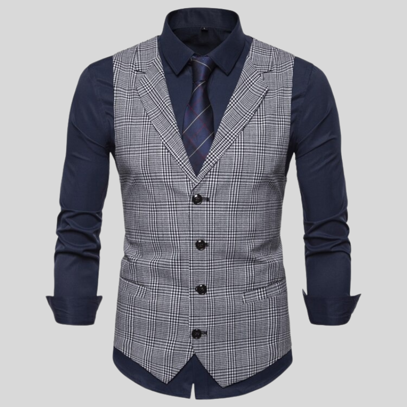 Elegant Rutete Vest med Moderne Passform for Menn