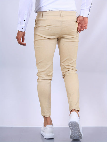 Herr Slim Fit Byxa - Skräddarsydd Look - Bekväm med Stretch - Mångsidig Användning