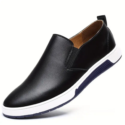Herresko - Slip-on i Skinn - Komfortabel Gummisåle - Casual og Stilren