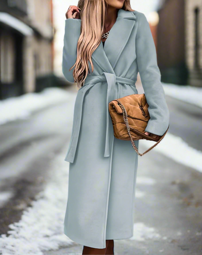 Kvinnelig trenchcoat - Ullblanding - Lang passform - Belte i livet - Klassisk snitt