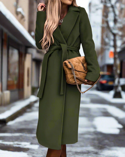 Kvinnelig trenchcoat - Ullblanding - Lang passform - Belte i livet - Klassisk snitt