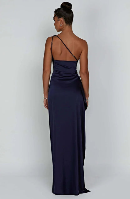 Dam Festklänning - Elegant Maxiklänning - One-Shoulder - Hög Slits - Figurnära Passform