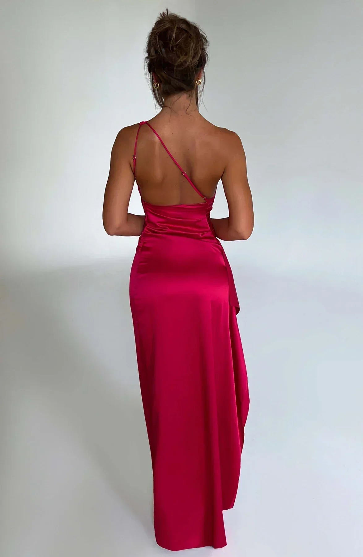 Dam Festklänning - Elegant Maxiklänning - One-Shoulder - Hög Slits - Figurnära Passform