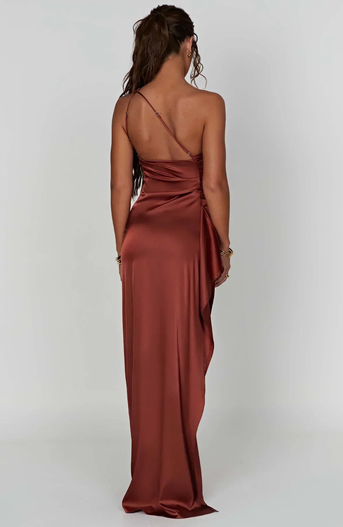 Dam Festklänning - Elegant Maxiklänning - One-Shoulder - Hög Slits - Figurnära Passform