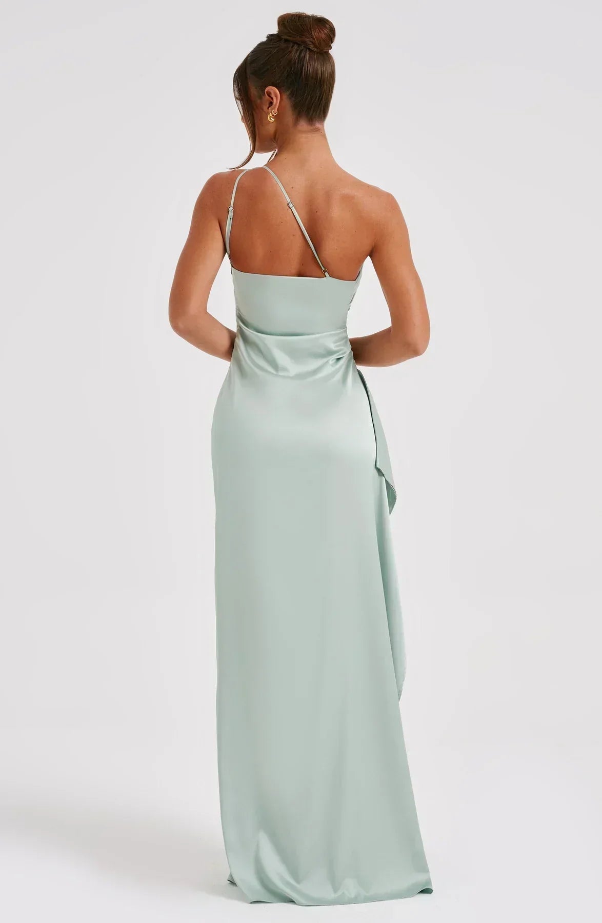 Dam Festklänning - Elegant Maxiklänning - One-Shoulder - Hög Slits - Figurnära Passform