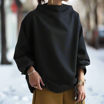 Damskjorta Oversized – Mjuk och Lätt – Båthals – Lösa Ärmar – Bekväm Passform