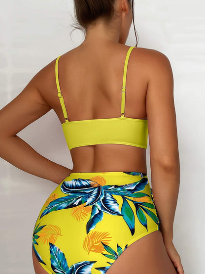 Dam Bikini Set - Push-Up Twist Front - Justerbara Remmar - Hög Midja Smickrande Passform