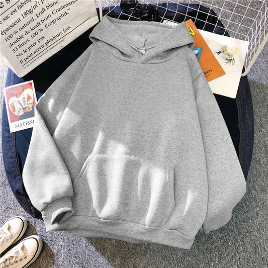 Dam Huvtröja – Fleece – Oversized Passform – Känguruficka – Ribbstickade Manschetter