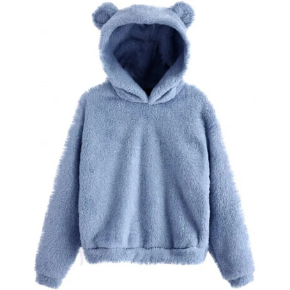 Dam Hoodie – Fleece Tyg – Avslappnad Passform – Långa Ärmar – Ördetaljer på Huvudbonad