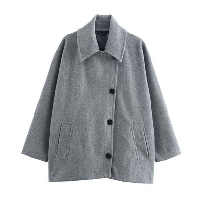 Damkappa – Oversized passform – Ullkänsla – Fladdermusärmar – Knappfront