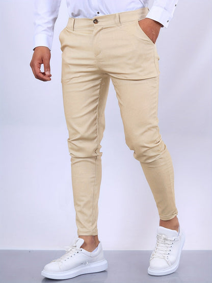Herr Slim Fit Byxa - Skräddarsydd Look - Bekväm med Stretch - Mångsidig Användning