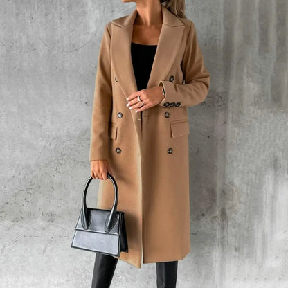 Dam Trenchcoat – Ull – Skräddarsydd Passform – Dubbelspränd – Knälång