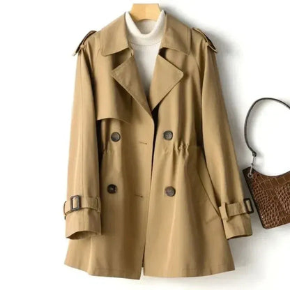 Damtrenchcoat – skräddarsydd passform – dubbelknäppt – bälteskanter – epåletter