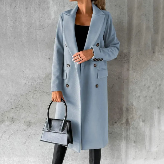 Dam Trenchcoat – Ull – Skräddarsydd Passform – Dubbelspränd – Knälång