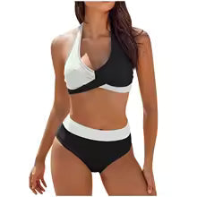 Dam Bikini Set – Push-Up Halterneck Topp – Tanga Underdel – Snabbtorkande Komfort