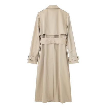 Dam Trenchcoat – Bomull – Smal Passform – Dubbelspränd – Bälte i Midjan – Lång Modell