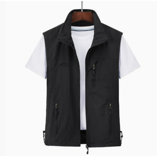 Herrväst – Regular Fit – Hög Krage – Dragkedja – Flera Fickor – Slitstark Outdoor