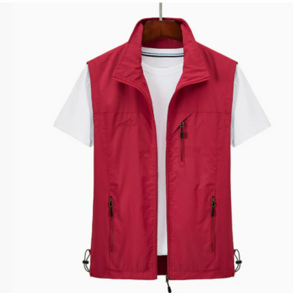 Herrväst – Regular Fit – Hög Krage – Dragkedja – Flera Fickor – Slitstark Outdoor